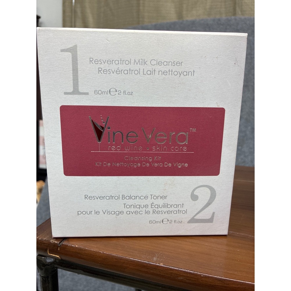 Vine Vera Red Wine Skin Care  Resveratrol Milk Cleanser & Toner Set NEW
